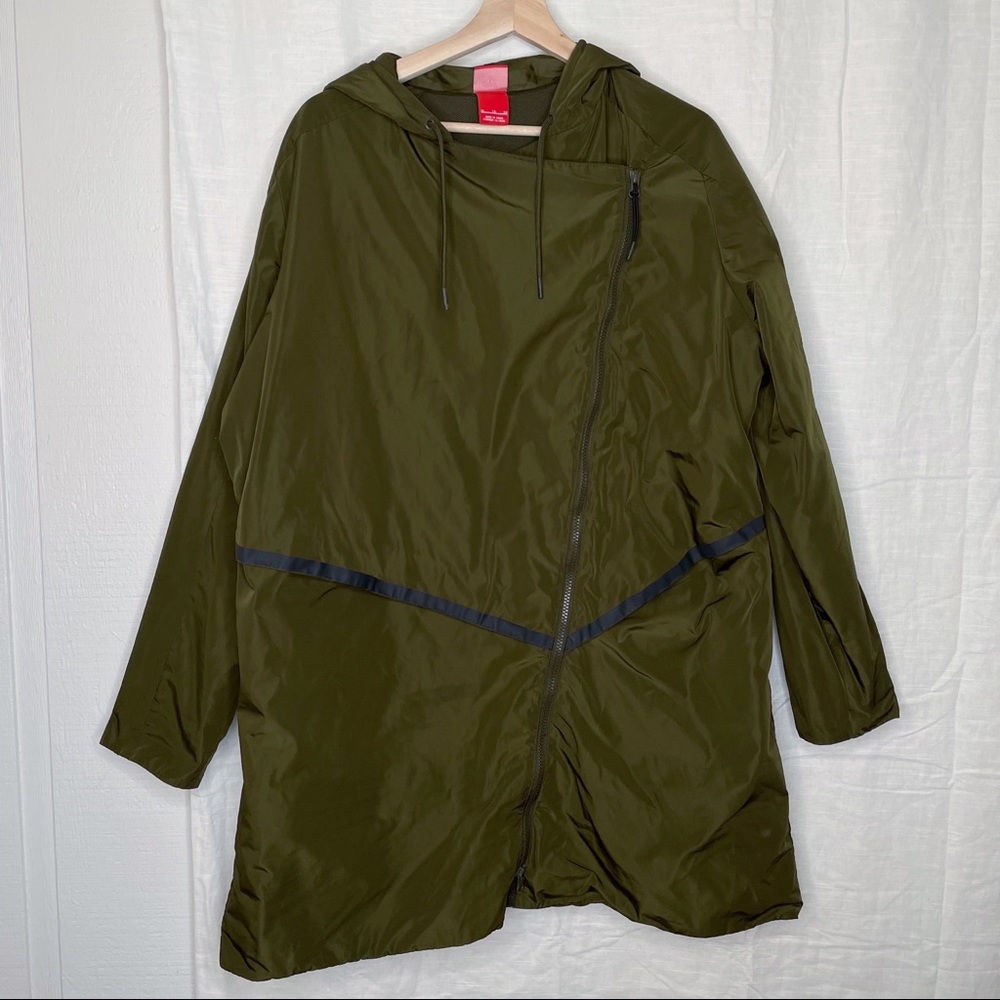 Nike Green Parka Bonded Athletic Trench Jacket Coat Oversized Long Windbreaker - Picture 3 of 16